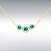 9Y DIAMOND LAB EMERALD TRIO CLUSTER NECKLET