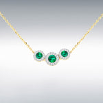 9Y DIAMOND LAB EMERALD TRIO CLUSTER NECKLET