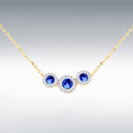 9Y DIAMOND LAB SAPPHIRE TRIO CLUSTER NECKLET