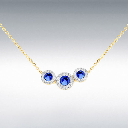 9Y DIAMOND LAB SAPPHIRE TRIO CLUSTER NECKLET