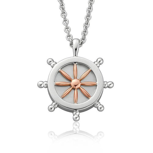 CLOGAU SHIPS WHEEL JOURNEY PENDANT & CHAIN