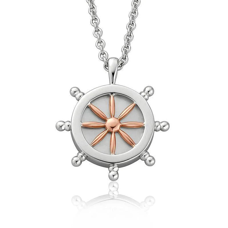 CLOGAU SHIPS WHEEL JOURNEY PENDANT & CHAIN