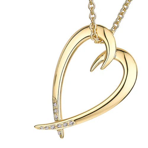 SHAUN LEANE YELLOW GOLD VERMEIL & DIAMOND 0.04CT HOOK HEART PENDANT