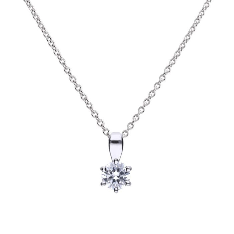 DF 1.50CT CZ  6 CLAWSET PENDANT & CHAIN