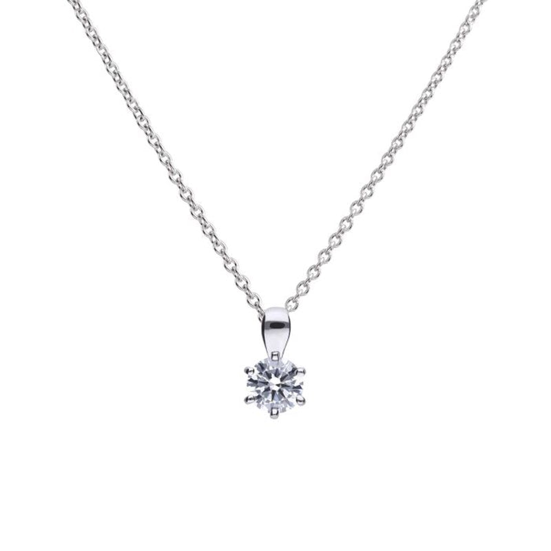 DF 0.75CT CZ 6 CLAWSET PENDANT & CHAIN