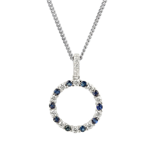 SIL SAPPHIRE & CZ OPEN CIRCLE & CHAIN