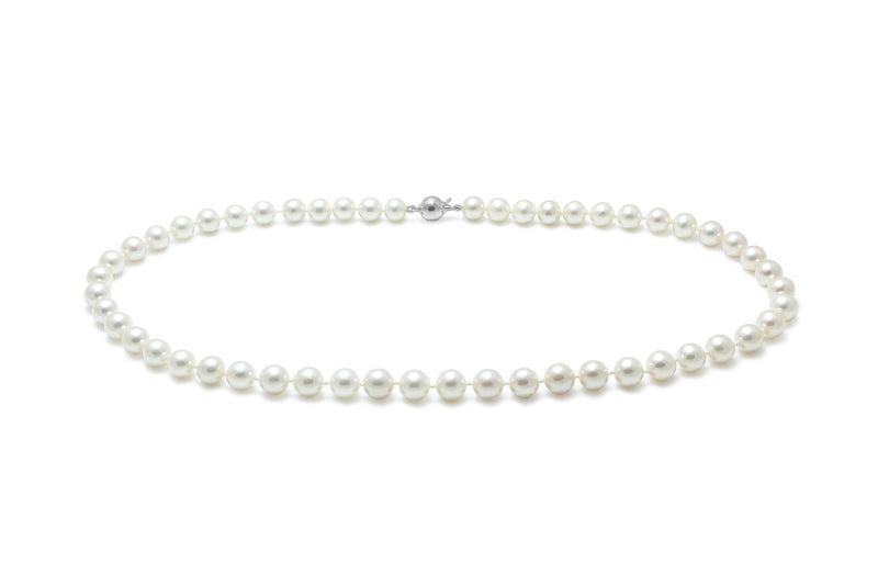 SIL WHITE 7-7.5MM CULTURED PEARL ROW WITH 7MM BALL CLASP