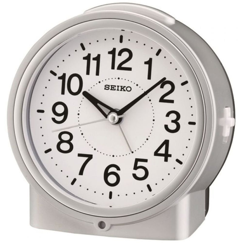 Seiko Silver Round Alarm Clock QHE117S