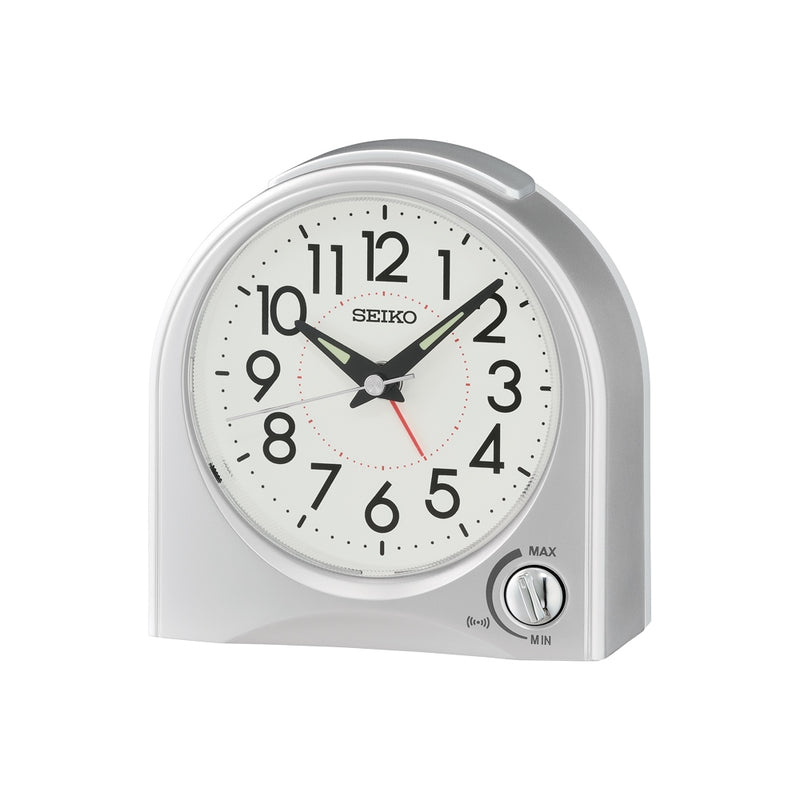 Seiko Silver Arched Quartz Alarm Clock QHE204S