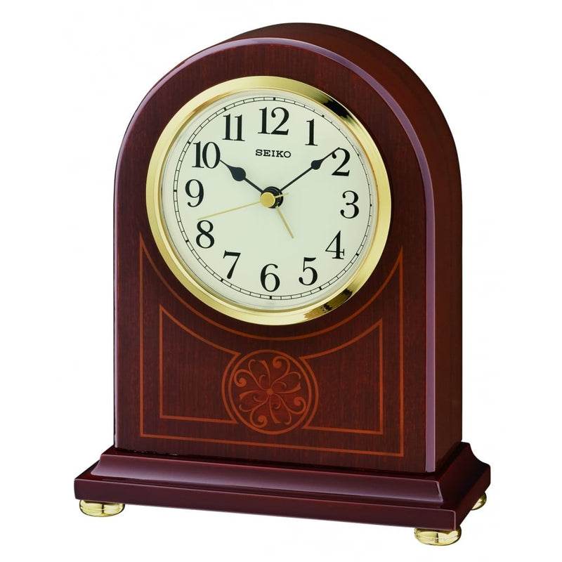 SEIKO BROWN ALDER WOOD MANTLE CLOCK - QXE057B