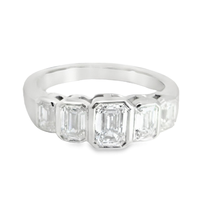 Platinum Emerald Cut Diamond Five Stone Ring