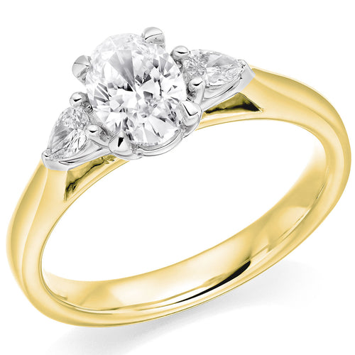 18YW1xOVAL 2xPEAR DIA 0.90CT TRILOGY RING