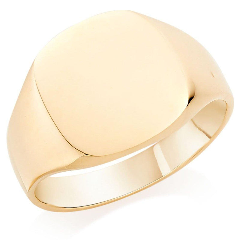 9CT YELLOW GOLD 12X12CM CUSHION SHAPED SIGNET RING