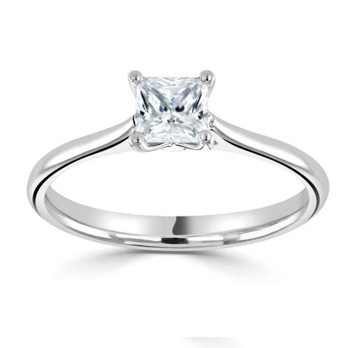 PLT DIAMOND 0.72CT HVSI1 ASSCHER CUT SOLITAIRE RING.