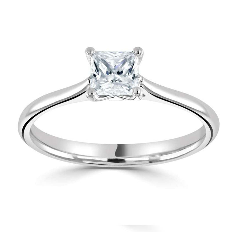 PLT DIAMOND 0.72CT HVSI1 ASSCHER CUT SOLITAIRE RING.