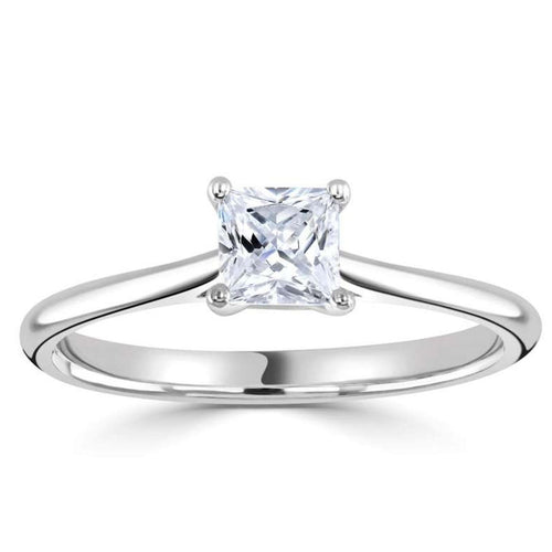 PLT DIAMOND 0.66CT GHSI PRINCESS CUT 4 CLAW  SOLITAIRE RING.