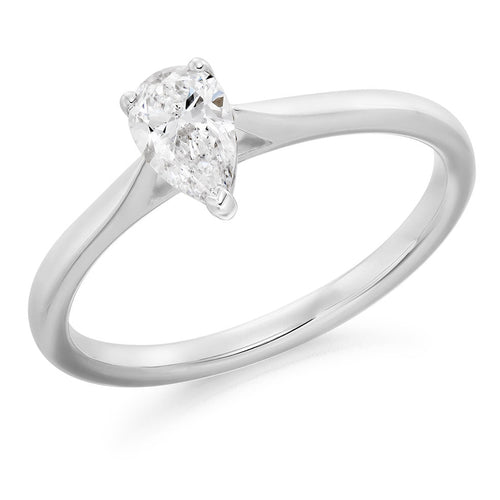 PLT DIAMOND 0.40CT DSI1 PEAR CUT SOLITAIRE RING