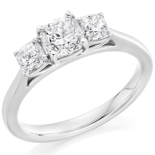 PLT 1.25CT DIA TRIL CUSHION CUT RING