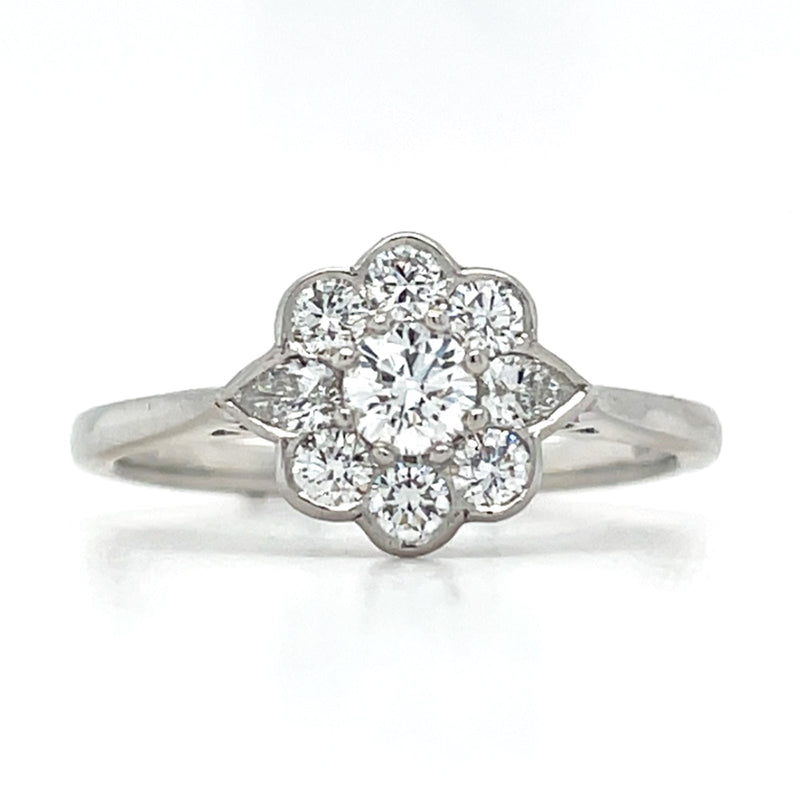 PLAT 0.53CT FGVS DIAMOND CLUSTER RING