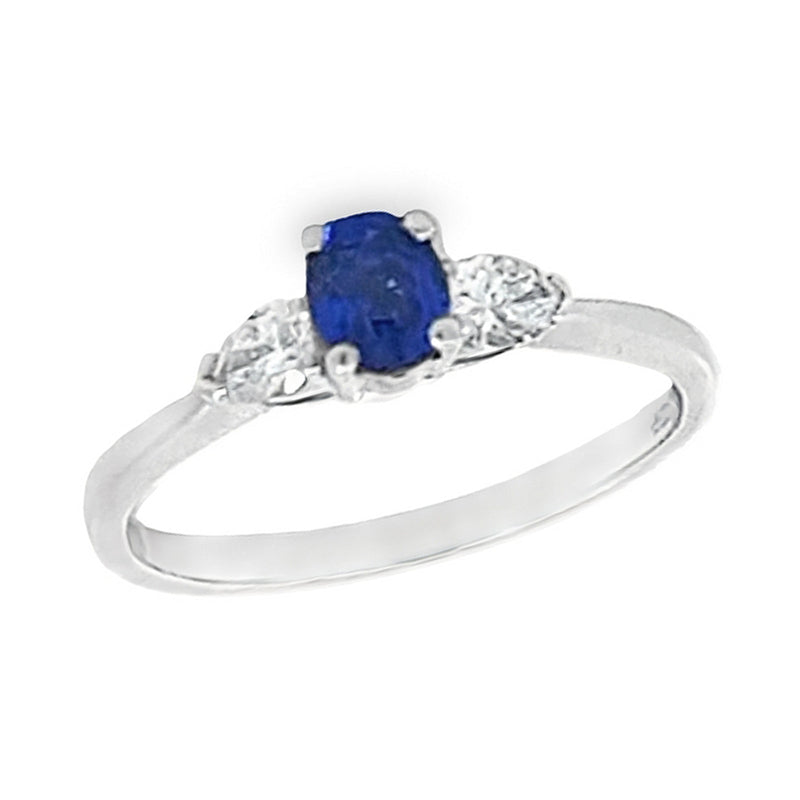 Platinum Sapphire & Diamond Trilogy 0.81ct Ring