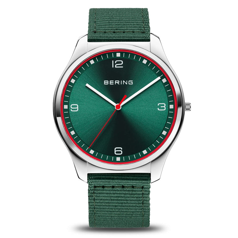 BERING ULTRA SLIM GREEN DIAL/STRAP 18342-508 - Supplied By: WR Bullen Norwich