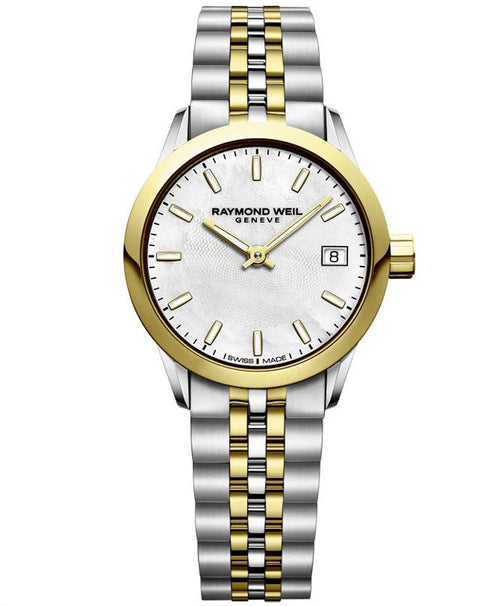 RAYMOND WEIL LADIES FREELANCER TWO-TONE MOTHER OF PEARL DIAL QUARTZ WATCH 5626-STP-97021 - Supplied By: WR Bullen Norwich