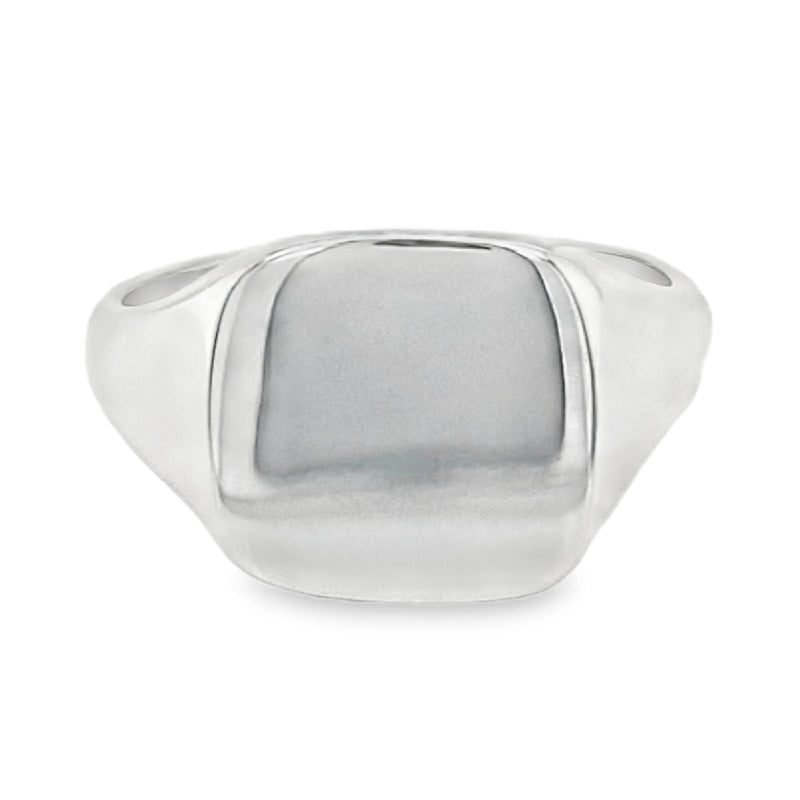 Silver Plain Cushion Head Signet Ring